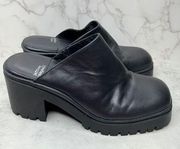 Jeffrey Campbell Mules Womens Size 9.5 Black Leather Block Heel Platform