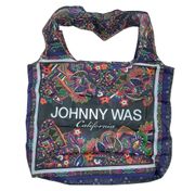 Johnny Was Reusable Shopper Tote Bag Foldable Abstract Floral Print