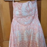 NWOT Women's Cals Sweetheart Strapless Pink White Floral Party Dress Small