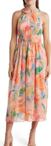 Floral Maxi High Neck Dress