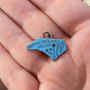 Vintage 925 Blue Enamel JMF Sterling Silver "North Carolina" State Map Charm