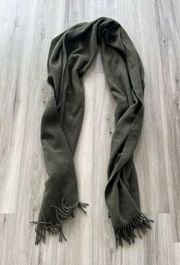 & Other Stories 100% Wool Forrest Green Oversized Fringed Scarf