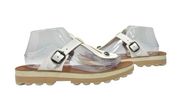 Miz Mooz Leather Thong Flatform Sandals White Size 40