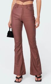 Faux Leather Flare Jeans