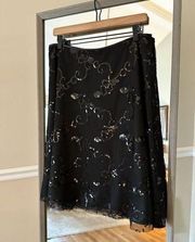 Adrianna Papell Sequins A Line Skirt Size 12 Petite Black