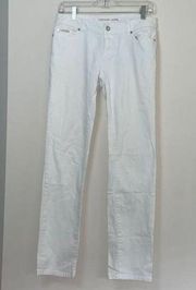 Michael Kors White Skinny Leg Pant Jeans Bedazzled Butt Minimal Classic Staple