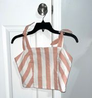 Pink And White Stripe Crop Top