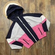 Betsy Johnson Performance Color Block Hooded Windbreaker Jacket Womens Large