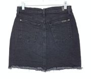 7 For All Mankind Skirt Women's Size 28 High Waist Frayed Hem Denim Black