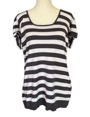 black and white striped stretchy top women’s size 1X cinch sleeves