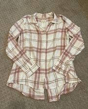 Thread & Supply White & Maude Plaid Button Down Long Sleeve Top M