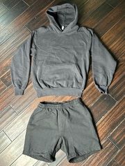 Heavy cotton long sleeve hoodie & drawstring waist Short set Los Angeles Apparel