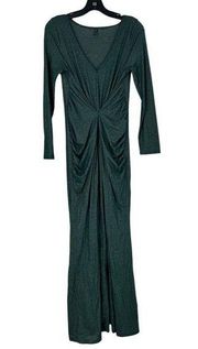 Lapis Womens Hunter Green Ruched Waist Stretch Sparkle Maxi Dress Size 8