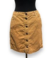 Tommy Hilfiger Corduroy Button Front Mini Skirt Womens 4 Tan