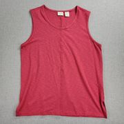 St. Tropez West Womens Tank Top Size M Coral Pink Sleeveless Crew Neck Casual