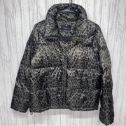 Womens Size M Lucky Brand Leopard Print Puffer Jacket NWOT