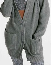 Athleta Gray West End Oversized Cardigan button up chunky knit sweater