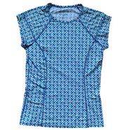 Carve Designs White, Blue & Teal Short Sleeve Swim Rash Guard M