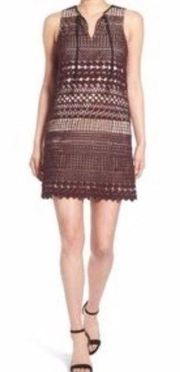 CHELSEA28 crochet tie-neck dress burgundy wine