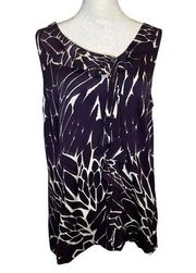 Classiques Entier purple & white silk sleeveless blouse size M