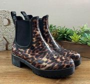 Jeffery Campbell Leopard Print Lug Rain Booties