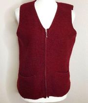 Wool crazy horse zip front sweater vest