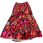 Fashion Bug Skirt Womens Medium Multi-Color Printed A-Line Elastic Waist Poly