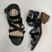 Torrid Womens Black Studded Block Stacked Heel Gladiator Leather Sandal Sz 11