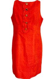 Taylor Orange Summer Dress with Gold Buttons Size 14 - NEW