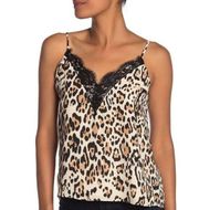 Socialite Lace Trim Tank Camisole in Animal Leopard Print size medium