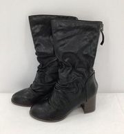 Journee Collection Womens Sequoia Faux Leather Mid-Calf Black Boots Size 8.5