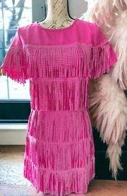 Mainstrip Fuchsia Tier Fringe Western Dress 