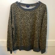 Splendid Brown & Gray Lively Leopard Long Sleeve Sweatshirt