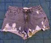 Distressed Black Denim Shorts