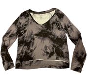 Long Sleeve Shirt Top Tie Dye Grey Black Small