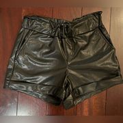 Rewash Women’s Faux Leather Shorts Black Size XS