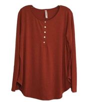 Zenana Button Front Long Sleeve Knit Top