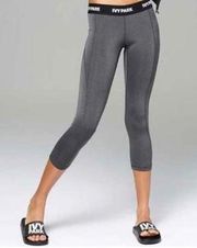 Ivy Park Womens Logo Waistband Crop Leggings Gray Size Small