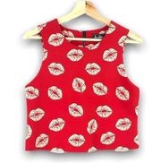 Sam Edelman - Red Kiss Lips Tank Blouse - XS