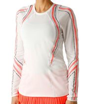 LUCKY IN LOVE- Amour Contour Crew Long Sleeve White Coral Tennis Pickleball