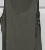 Olive and oak green sleeveless dress with beige and black uneven hem sma…