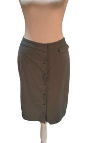 Gray / Green Snap Front Knee Length Skirt Size 2