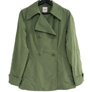 Croft & Barrow Blazer Jacket Womens Size S Green Double Vested Rain Coat