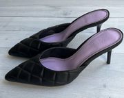 Like New ASOS Design Black Tufted Leather Kitten Heels Size 5/5.5