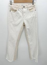 FRAME Le Crop Mini Boot Multi Cream/White Cotton Blend Jeans Women's Size 25