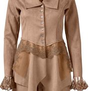 Venus Tan Faux Suede Shirt Jacket with Lace Accents