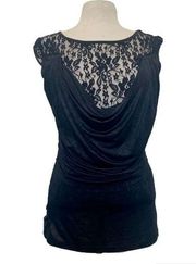 Vintage made in Usa XoXo black lace cowl neck whimsical whimsygoth goth long top