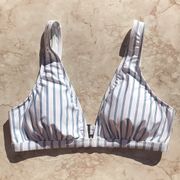 White and Green Striped  Stormy Story Bikini Top