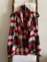 NWOT  tan, red & black plaid sleeveless vest