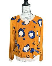 3.1 Phillip Lim Target 20th Anniversary Mustard Blue Leopard Print Sweater XL